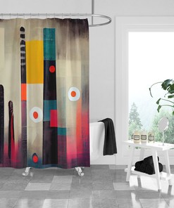 Mod Abstract Shower Curtain Optional Towels