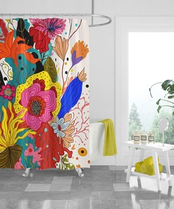 Mod Bouquet Floral Shower Curtain Optional Towels