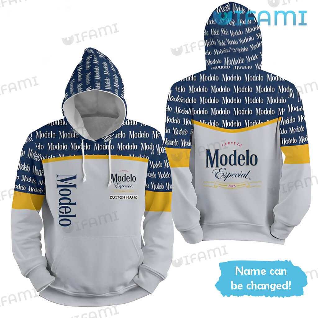 Modelo Hoodie 3D Text Pattern Custom Name Beer Lovers Gift - Bluefink