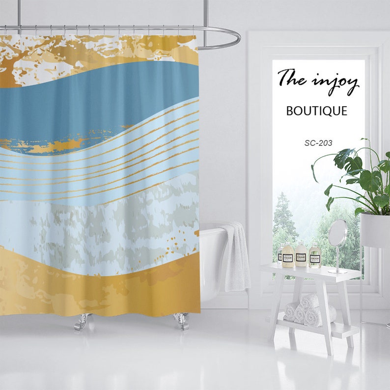 Modern Art Shower Curtain, Marble Texture Waterproof And Washable Bath Curtain For Bathroom Set, Home Decor - Image 2