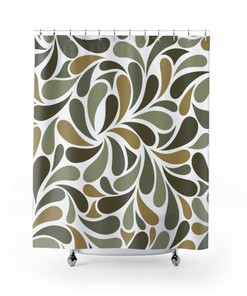 Modern Boho Splash Of Green, And Olive Color Shower Curtain