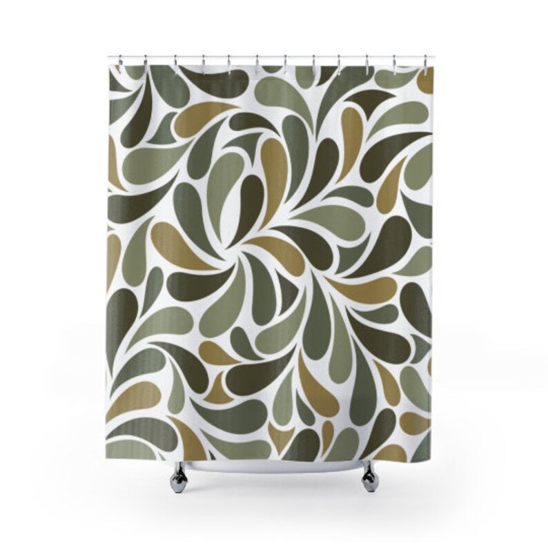 Modern Boho Splash Of Green, And Olive Color Shower Curtain - Image 2