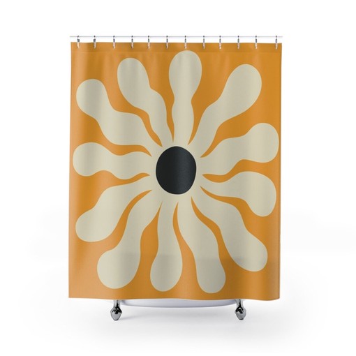 Modern Flower Print Shower Curtain Bathroom Decor and Design, Gift Idea, Shower Design, House Warming Gift