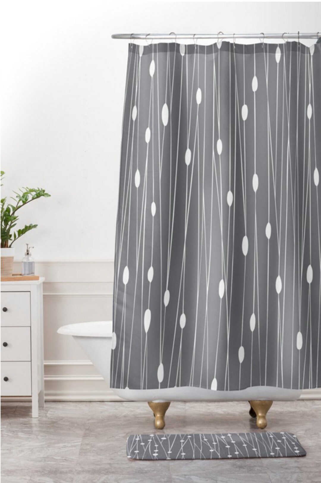 Modern Geometric Shower Curtain, Bathroom, Entangled Grey Design, Modern Geometric, Shower, Bathroom Decor, Minimalist, Grey
