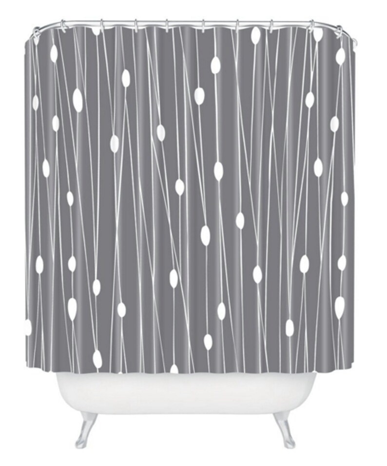 Modern Geometric Shower Curtain, Bathroom, Entangled Grey Design, Modern Geometric, Shower, Bathroom Decor, Minimalist, Grey - Image 2