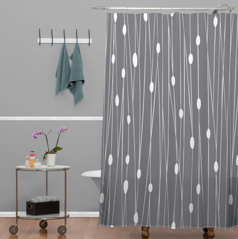 Modern Geometric Shower Curtain, Bathroom, Entangled Grey Design, Modern Geometric, Shower, Bathroom Decor, Minimalist, Grey - Image 3