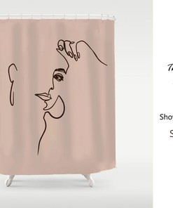 Modern Pink Art Face Shower Curtain, Waterproof And Washable Shower Curtains For Bathroom Curtains For Bathtub