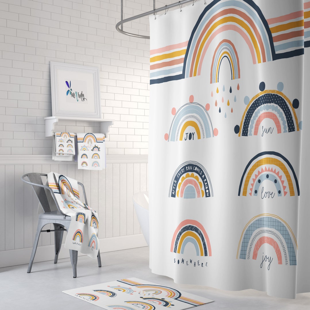 Modern Rainbow Shower Curtain Bath Towel Bath Build A Set