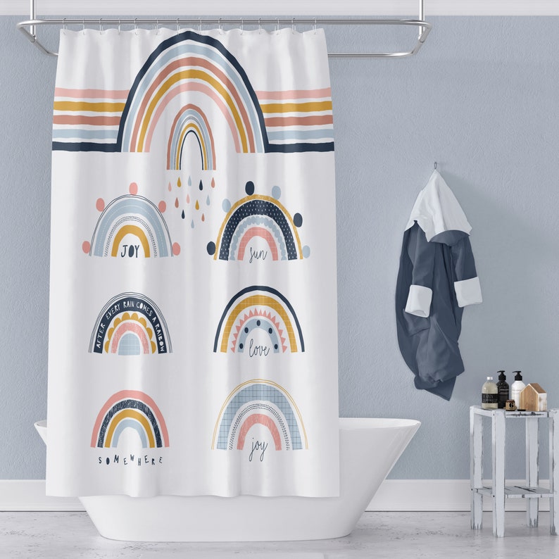 Modern Rainbow Shower Curtain Bath Towel Bath Build A Set - Image 2