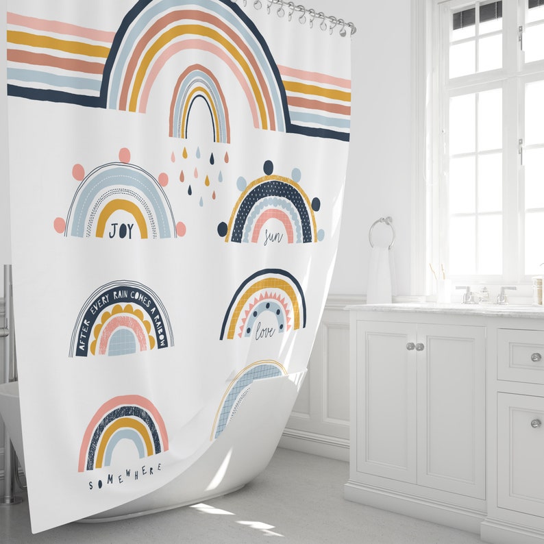 Modern Rainbow Shower Curtain Bath Towel Bath Build A Set - Image 3