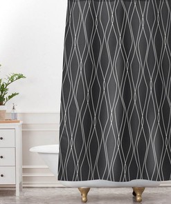 Modern Shower Curtain, Bathroom, Fuge Slate Design, Modern Geometric, Shower, Bathroom Decor, Minimalist Decor, Charcoal Black