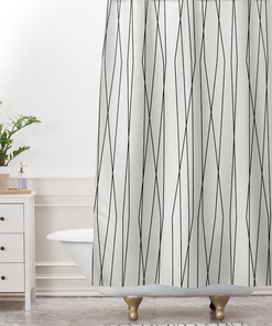 Modern Shower Curtain, Beige Shower Curtain, Bathroom, Linear Cross Design, Geometric, Bathroom, Minimalist Decor, Modern Home