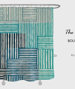 Modern Technology Shower Curtain, Blue Lines Polyester Fabric Shower Curtains, Waterproof Curtain For Bath Decor