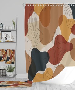 Moderrn Abstract Shower Curtain, Bath Mat, Towel Options