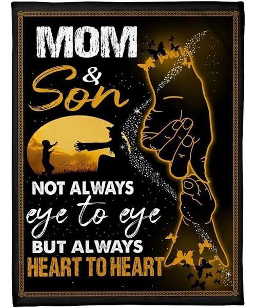 Mom And Son Not Always Eye To Eye But Heart To Heart Trending Fleece Blanket For Mom84