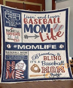 Mom Baseball Life Quilt Blanket Bedding Set