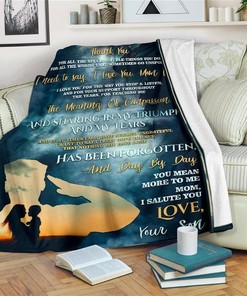 Mom I Salute You From Son Sherpa Fleece Blanket Gifts for Family, for Couple