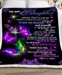Mom Letter Butterfly To Daughter Fleece Blanket For Daughter Birthday From Mom To Daughter