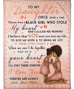 Mom To Daughter A Black Girl Who Stole My Heart Sherpa Fleece Blanket Gifts for Family, for Couple