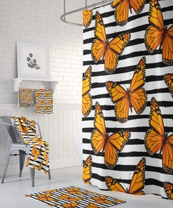 Monarch Butterfly Shower Curtain Options For Towels And Baths