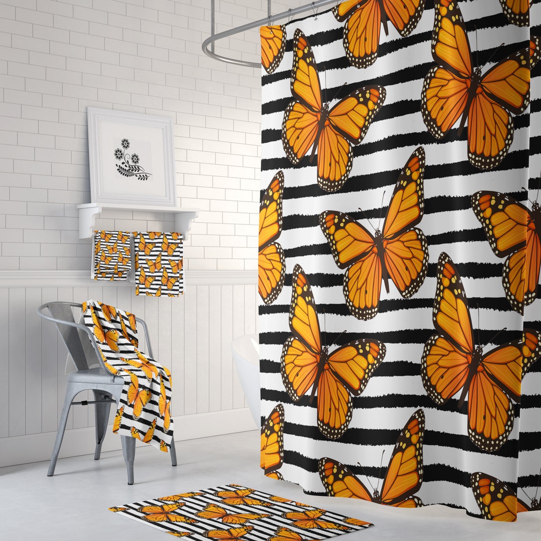 Monarch Butterfly Shower Curtain Options For Towels And Baths