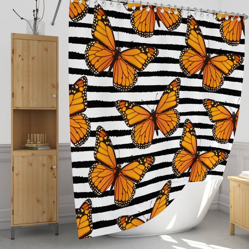 Monarch Butterfly Shower Curtain Options For Towels And Baths - Image 3