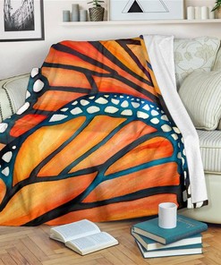Monarch Butterfly Wings Sherpa Fleece Blanket Gifts for Family, for Couple