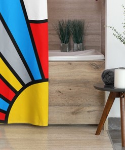 Mondrain Shower Curtain, Mid Century Modern Shower Curtains, Cool Retro Shower Curtain Retro Bathroom Decor