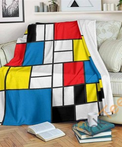 Mondrian Sherpa Fleece Blanket Gifts for Family, for Couple