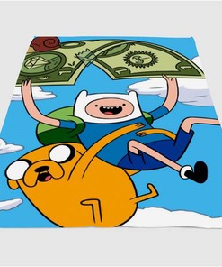 Money Finn And Jack Adventure Time Sherpa Fleece Blanket Gifts for Family, for Couple
