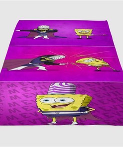 Monkey Spongeboob Sherpa Fleece Blanket Gifts for Family, for Couple