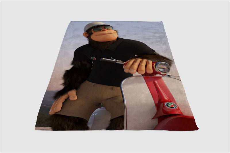 Monkey The Pizza Boy Sherpa Fleece Blanket Gifts for Family, for Couple