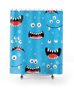 Monster Shower Curtain, Children Bathroom Shower Curtain Print, Kids Bathroom Design, Birthday Gift Idea
