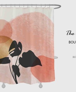 Monstera Leaves Pink Shower Curtain For Tub, Colorful Plant Waterproof Shower Curtain, Abstract Bathroom Decor