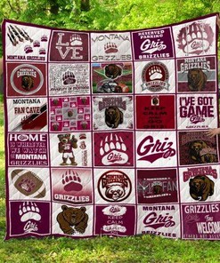 Montana Grizzlies Quilt Blanket Bedding Set Gifts for Fans
