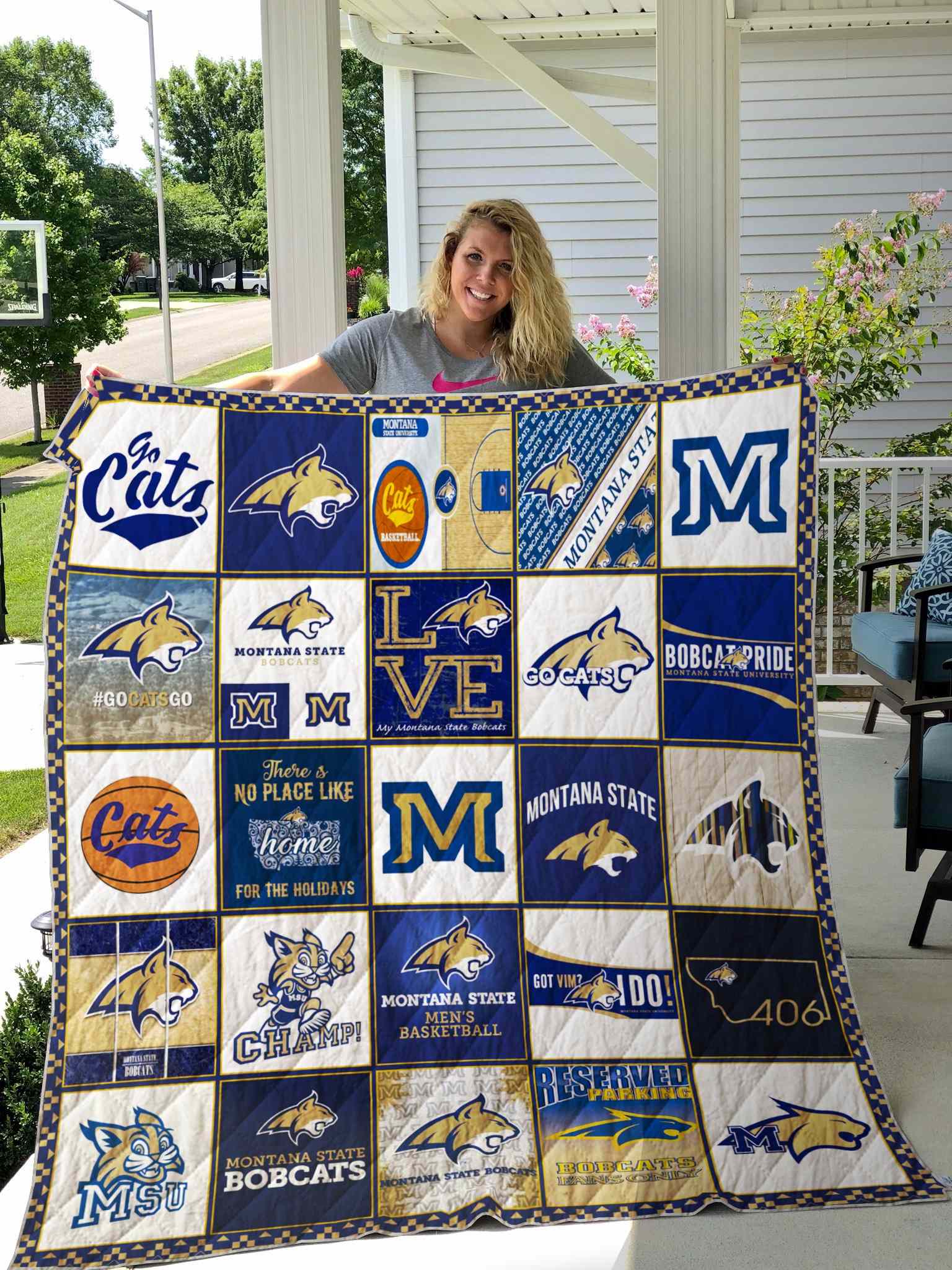 Montana State Bobcats Ncaa Quilt Blanket Bedding Set