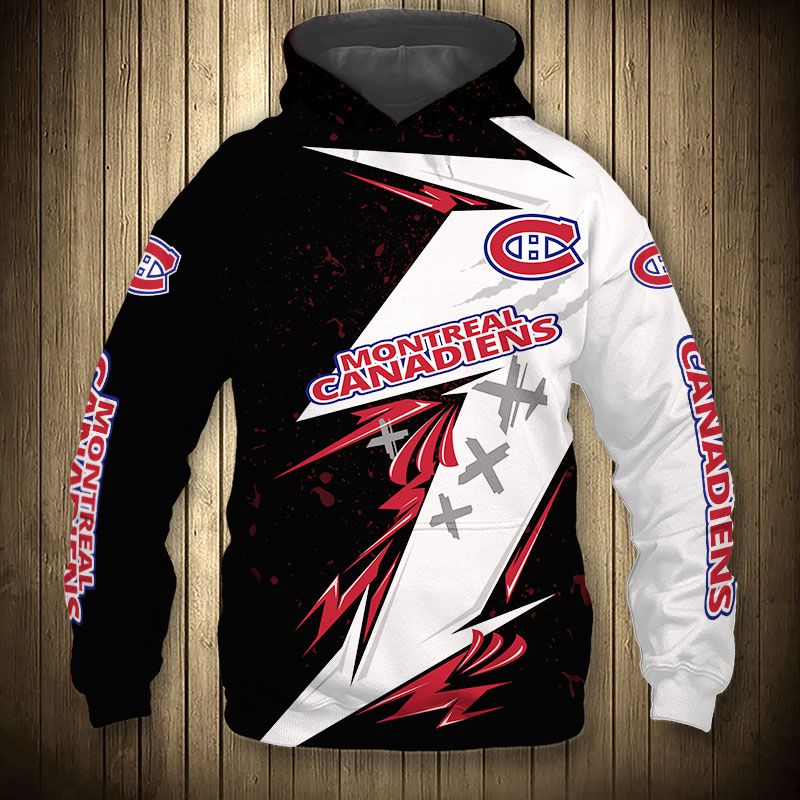 Montreal Canadiens Hoodie 3D Thunder Design Pullover Nhl