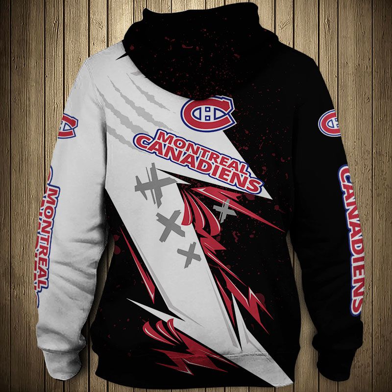 Montreal Canadiens Hoodie 3D Thunder Design Pullover Nhl - Image 2