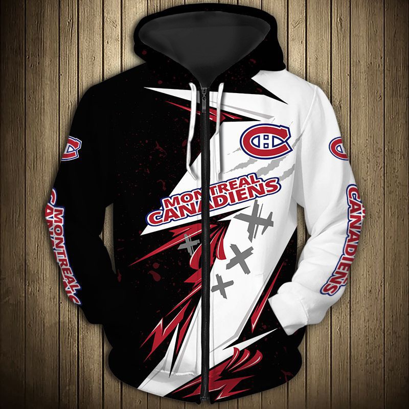 Montreal Canadiens Hoodie 3D Thunder Design Pullover Nhl - Image 3
