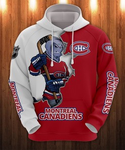 Montreal Canadiens Hoodie 3D Zip Hoodie 3D Cartoon Graphic Zip Hoodie for Fan