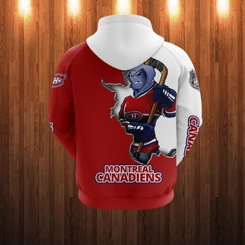 Montreal Canadiens Hoodie 3D Zip Hoodie 3D Cartoon Graphic Zip Hoodie for Fan - Image 2