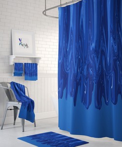 Moody Blue Boho Shower Curtain Multiple Options Bathroom Decor
