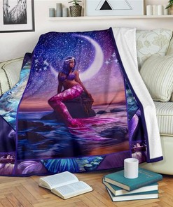 Moonlight Mermaid Mermaid Lover Sherpa Fleece Blanket Gifts for Family, for Couple