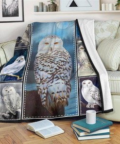 Moonlight Owl Owl Lover Sherpa Fleece Blanket Gifts for Family, for Couple
