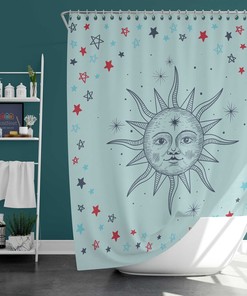 Moonlight Sonata Shower Curtain, Starry Night Moon Stars Fabric Bathroom Curtain, House Warming Gift