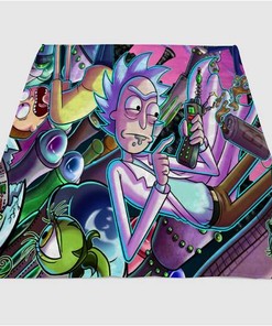 Morty Cartoon Sherpa Fleece Blanket Gifts for Family, for Couple