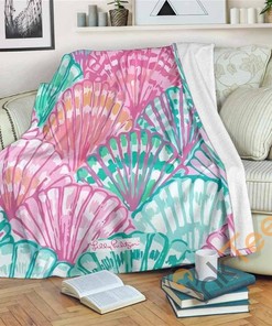 Multi Oh Shello Lilly Pulitzer Premiums Sherpa Fleece Blanket Gifts for Family, for Couple