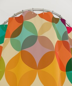 Multicolor Mid Century Mod Shower Curtain, Retro Midcentury Modern Abstract Geometric Bath Curtains, Eames Gift, 6 7 Bathroom Decor,
