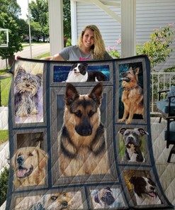 Multiple Cute Dog Faces Great Quilt Blanket Bedding Set