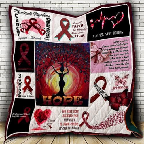 Multiple Myeloma Cancer Awareness Never Give Up Quilt Blanket Bedding Set